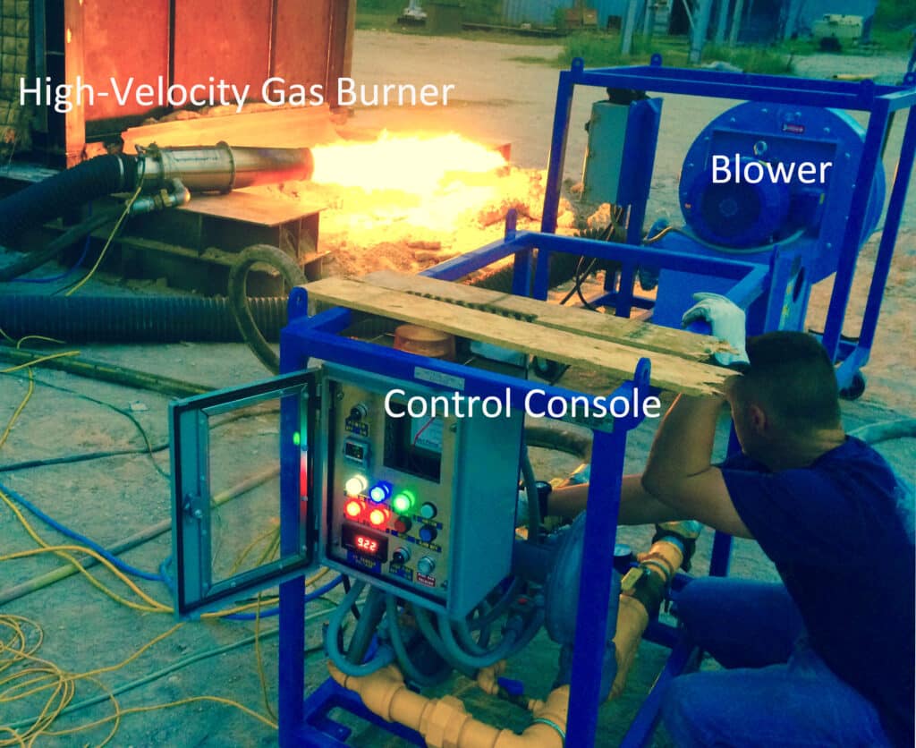 High velocity gas train direct fire combustion equipment pressure vessel PWHT Gulf Coast Combustion Texas