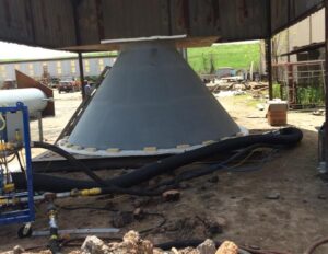 Gulf Coast Combustion refractory dry out on industrial cone-shaped vessel on-site